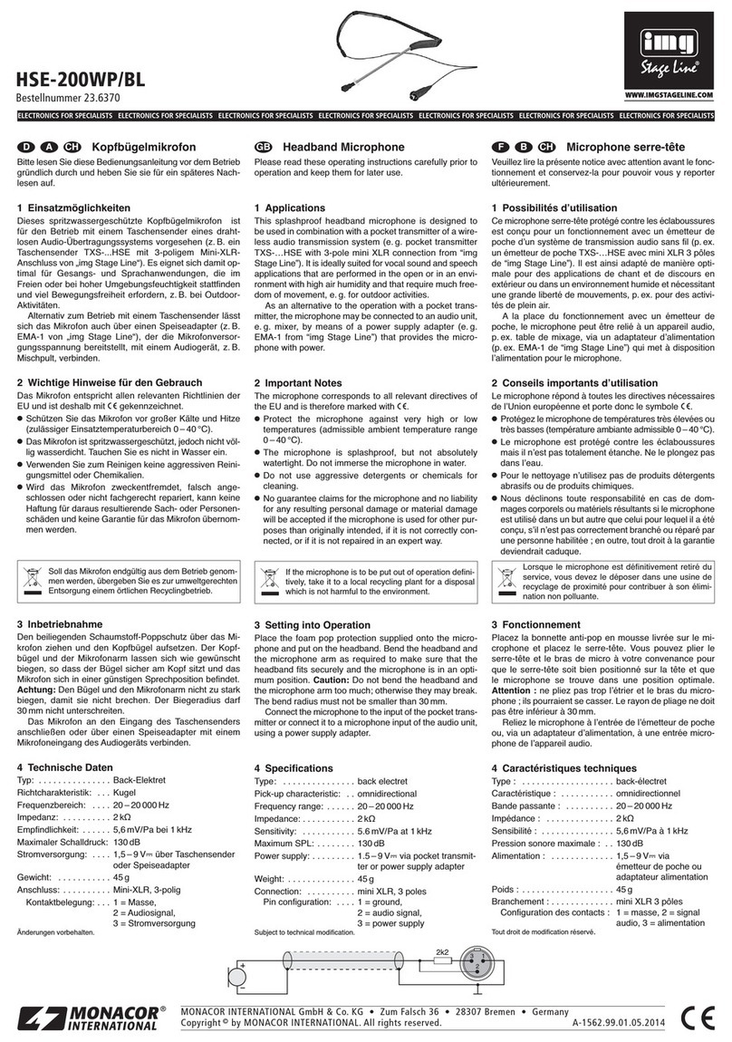 Monacor IMG STAGELINE HSE-200WP/BL operating instructions
