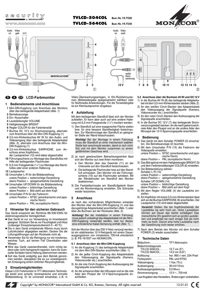 Monacor TVLCD-504COL User manual