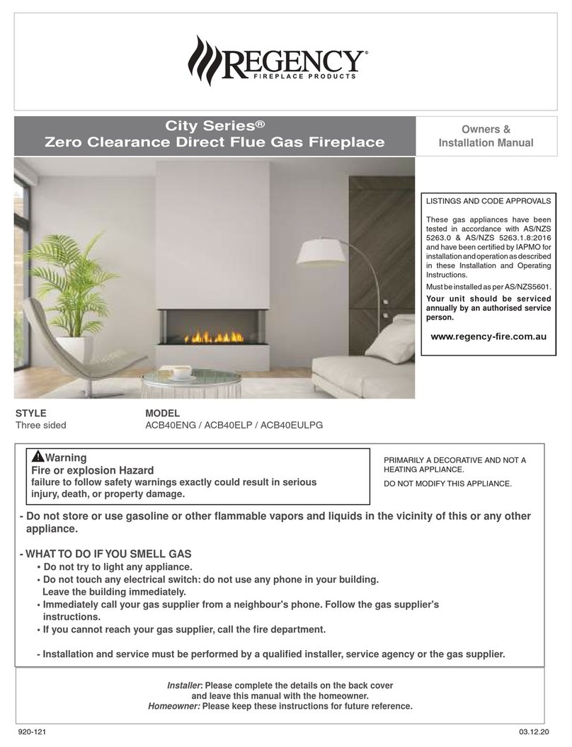 Regency Fireplace Products City ACB40ENG Quick start guide
