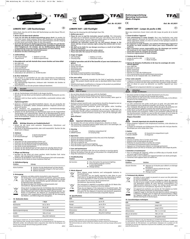TFA LUMATIC RAY User manual