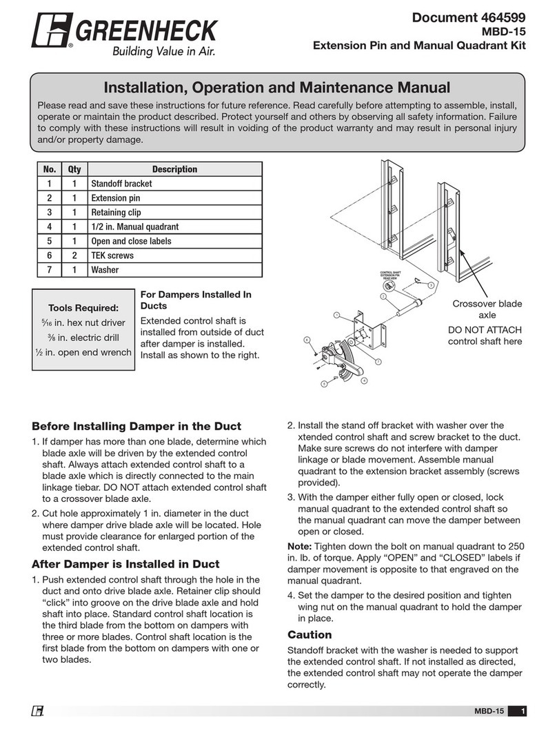 Greenheck MBD-15 Installation, operation and maintenance manual Greenheck MBD-15 Installation, operation and maintenance manual