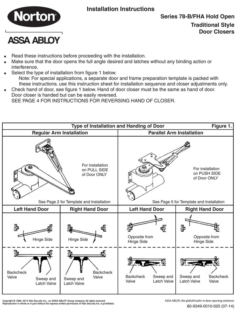 Assa Abloy Norton 78-B/FHA Hold Open Series installation instructions