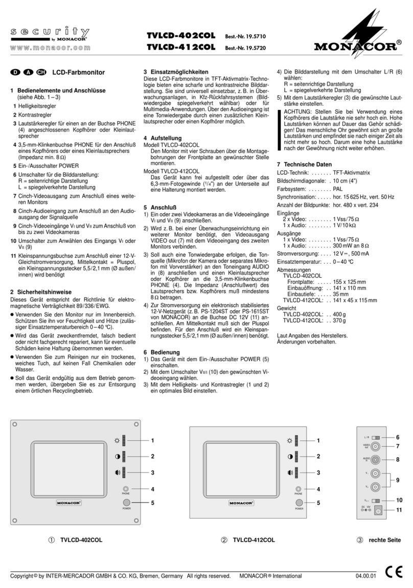 Monacor TVLCD-402COL User manual