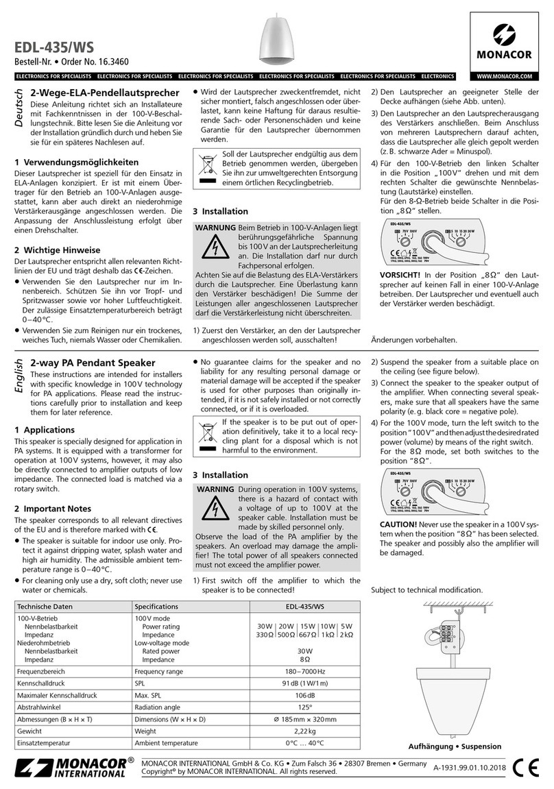 Monacor EDL-435/WS User manual