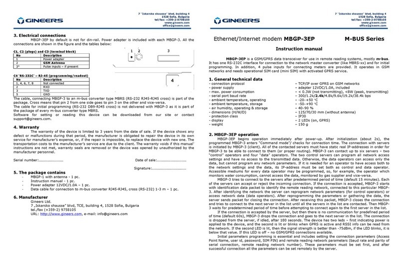 GINEERS M-BUS Series User manual