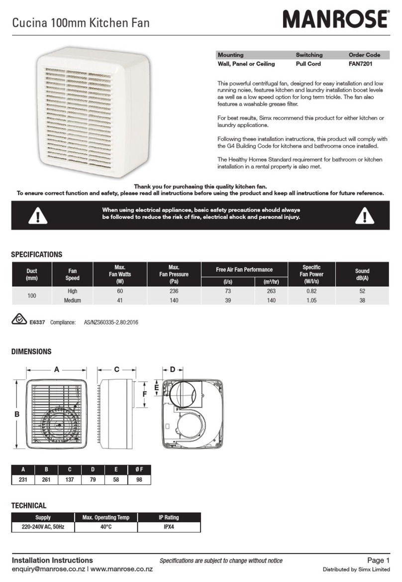 Manrose Cucina quick start guide