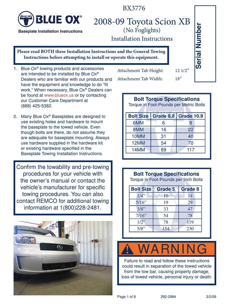 Blue Ox BX3776 installation instructions
