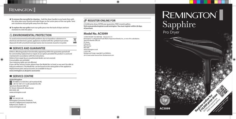 Remington Papphire AC5099 quick start guide