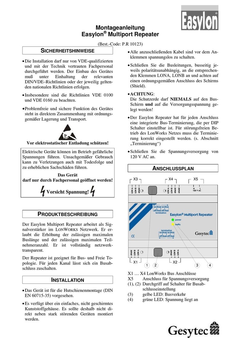 Gesytec Easylon Multiport Repeater User manual