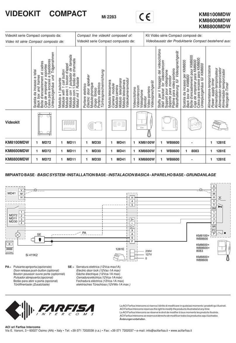 FARFISA INTERCOMS VIDEOKIT COMPACT Series manual