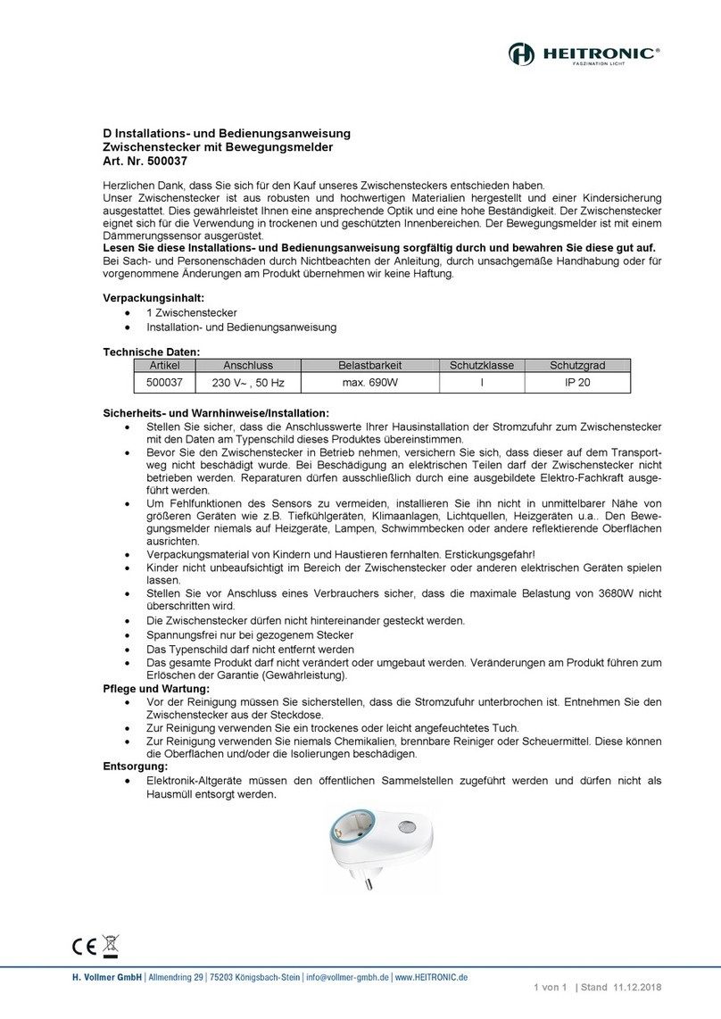 Heitronic 500037 Installation and operating instructions