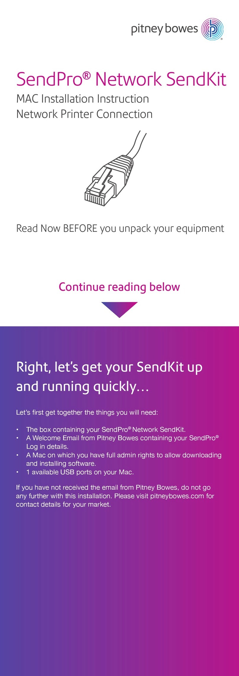 Pitney Bowes SendPro Network SendKit User manual