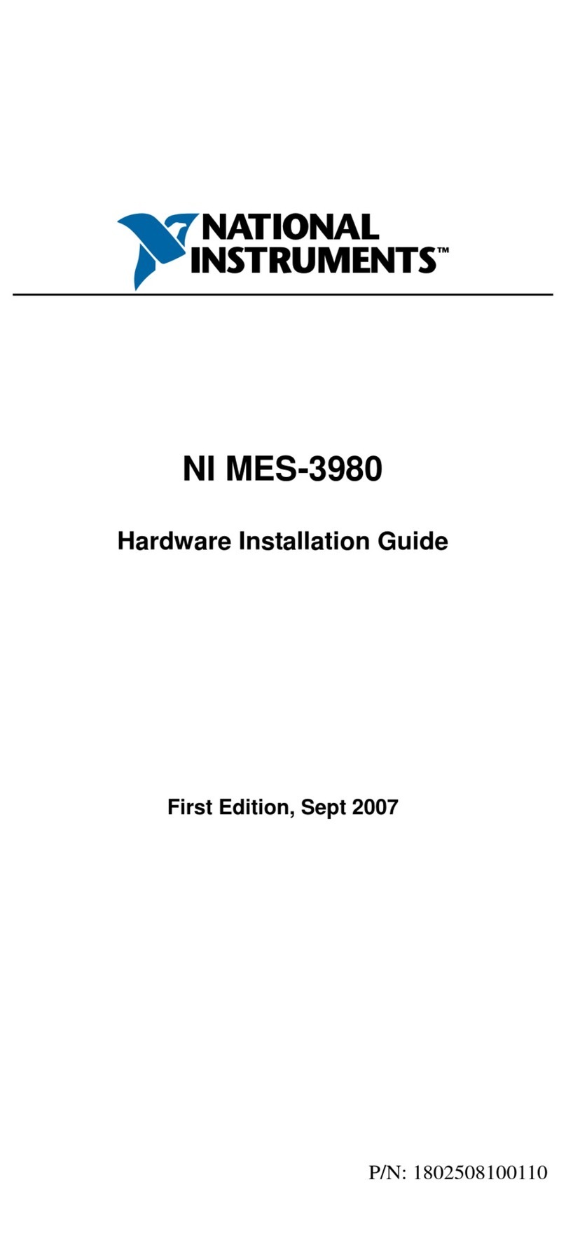NI MES-3980 Hardware installation guide