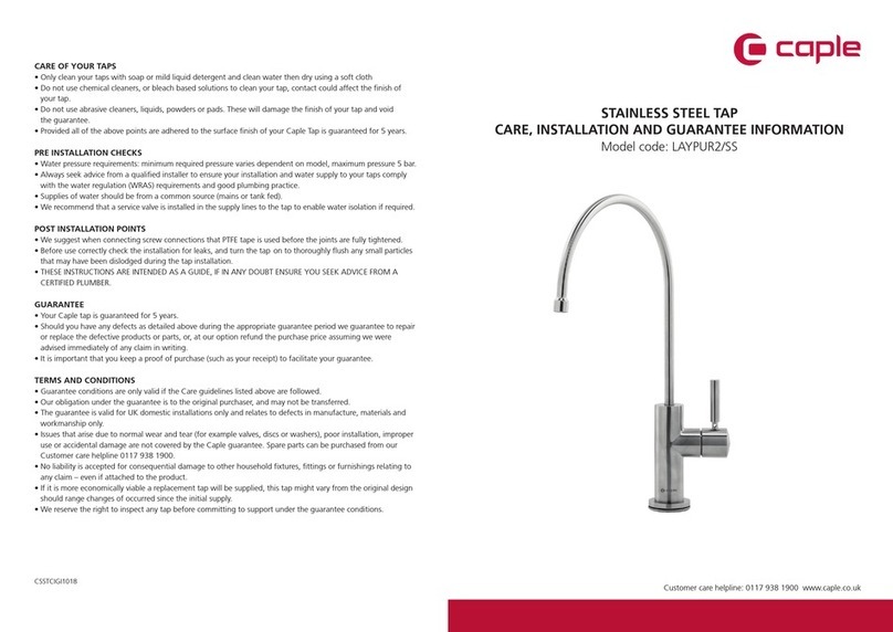 Caple LAYPUR2/SS Care, Installation and Guarantee Information Caple LAYPUR2/SS Care, Installation and Guarantee Information