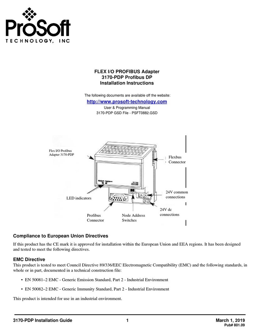 ProSoft Technology 3170-PDP Profibus DP installation instructions