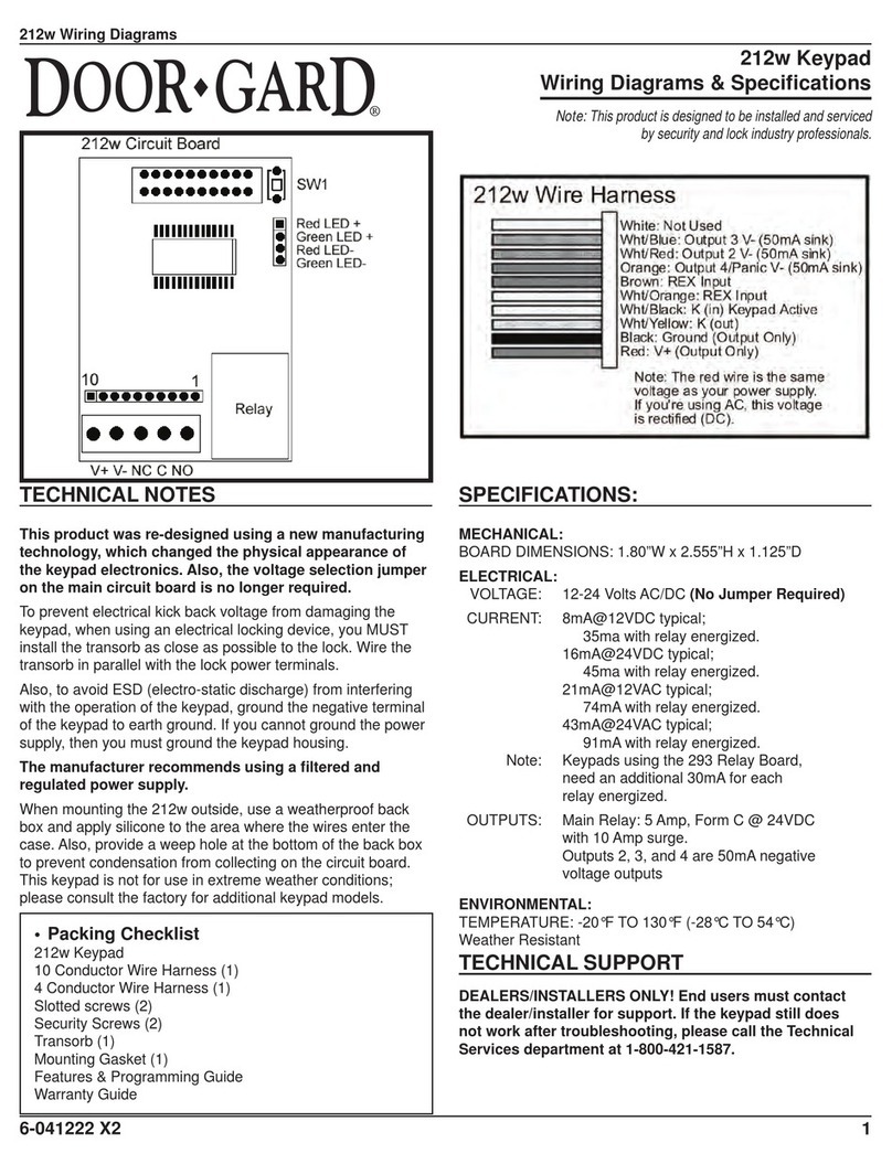 Nortek Security & Control DOOR-GARD 212W manual
