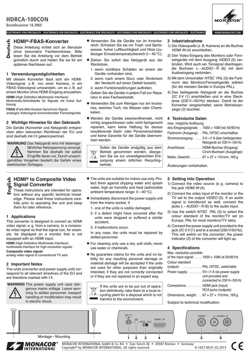 Monacor HDRCA-100CON instructions