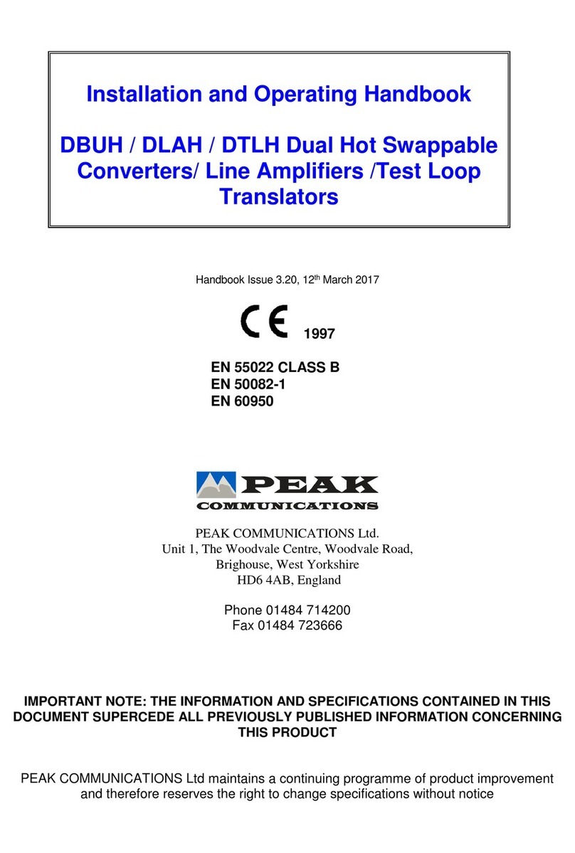 PEAK COMMUNICATIONS DBUH Series Installation and operating handbook PEAK COMMUNICATIONS DBUH Series Installation and operating handbook