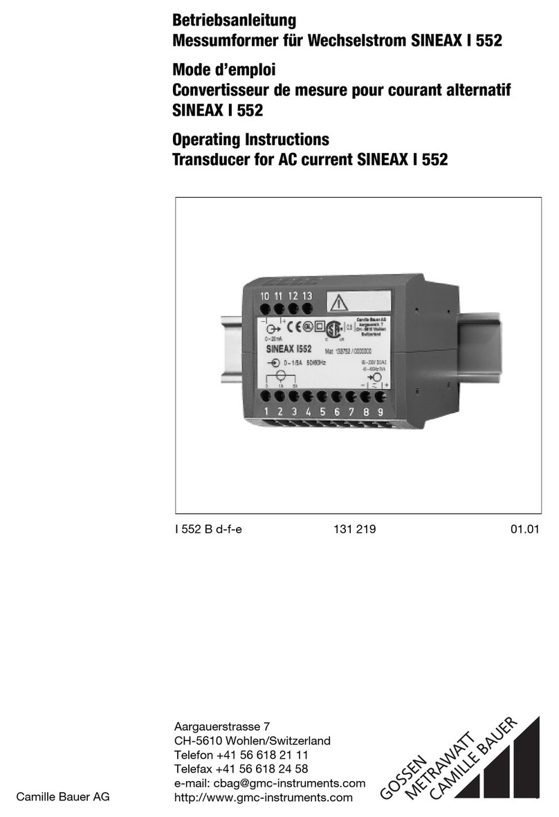 Camille Bauer SINEAX I 552 operating instructions