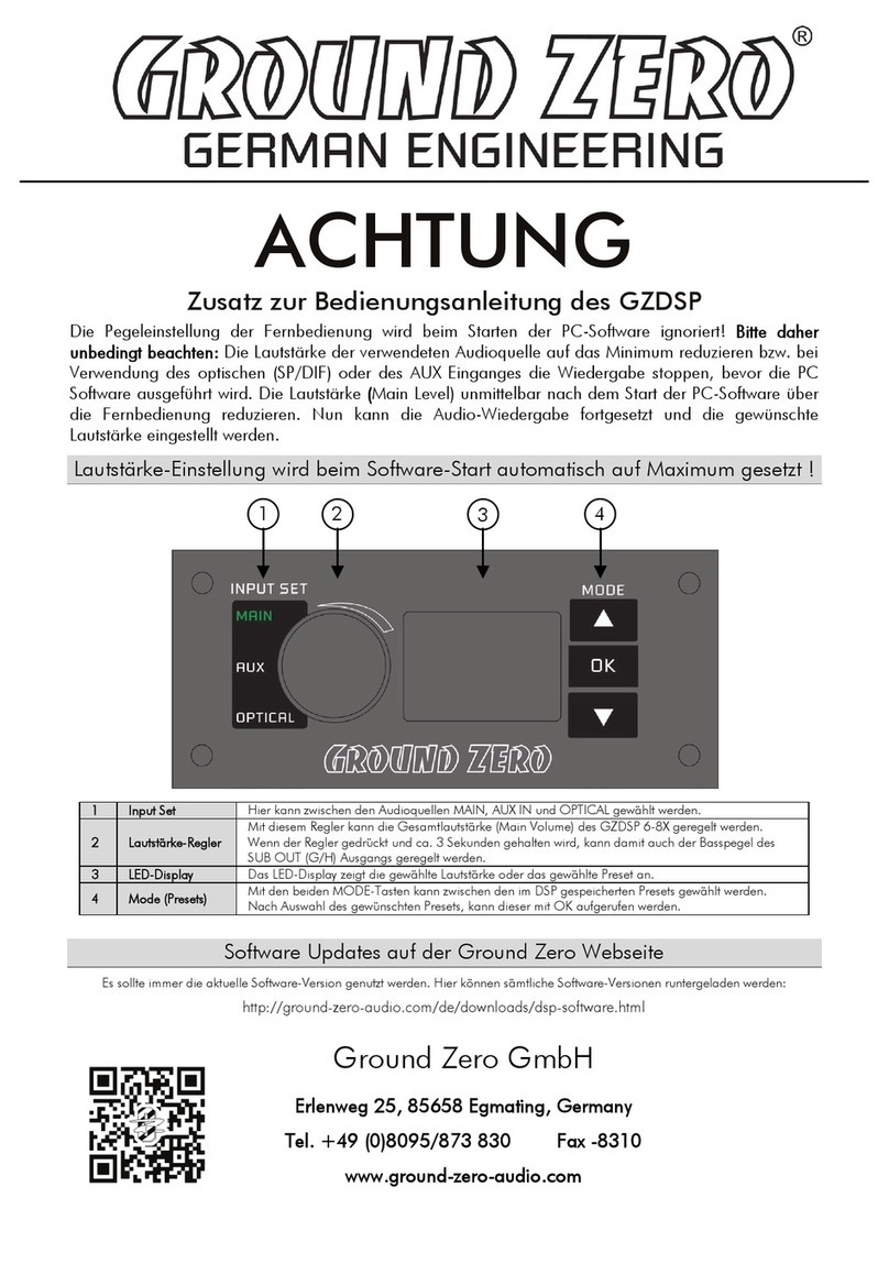 Ground Zero GZDSP Series Addition to Manual