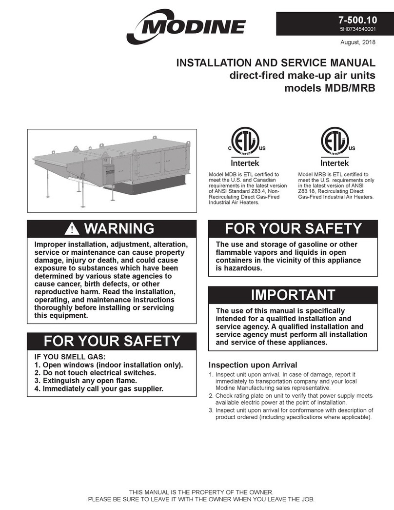 Modine Manufacturing MDB Installation and service manual