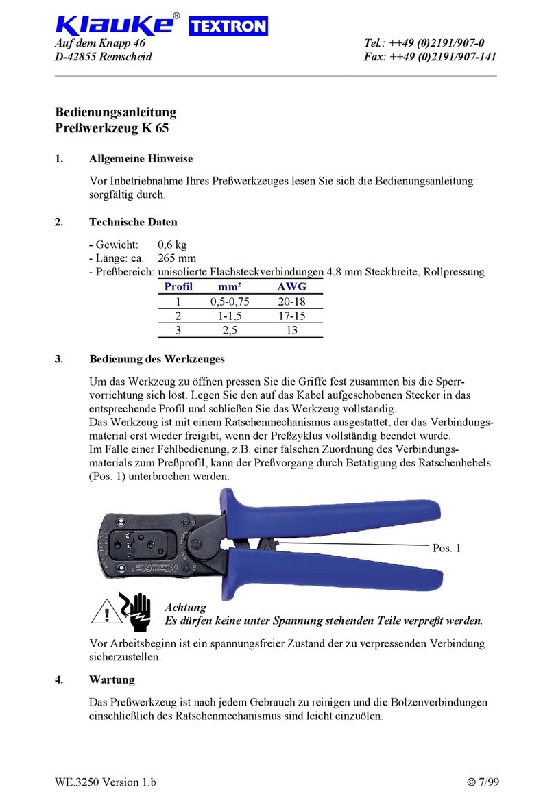 Klauke TEXTRON K 65 User manual Klauke TEXTRON K 65 User manual