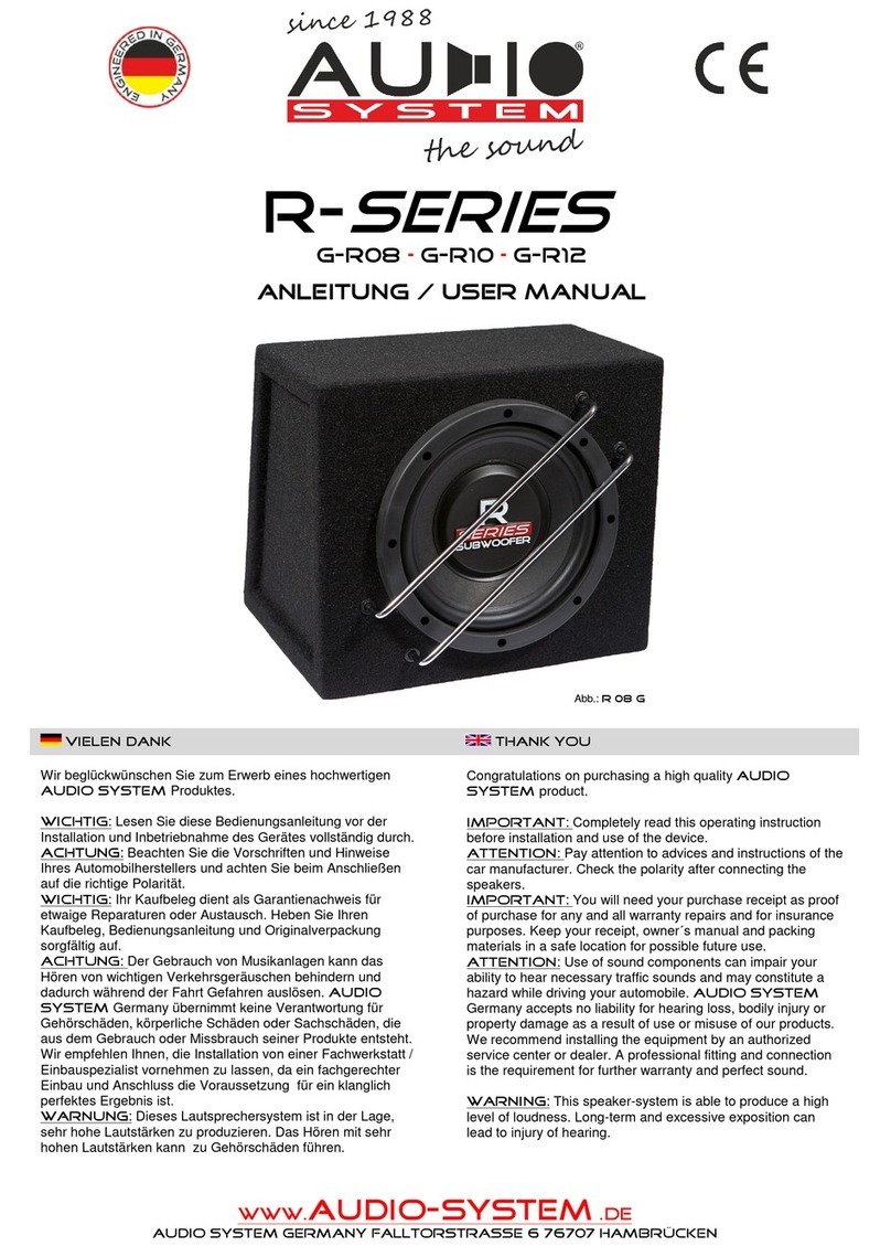 Audiosystem R Series User manual