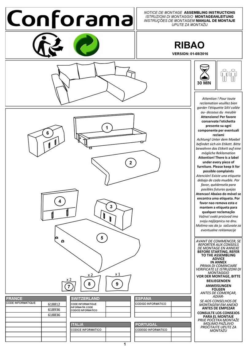 CONFORAMA RIBAO 618812 Installation guide