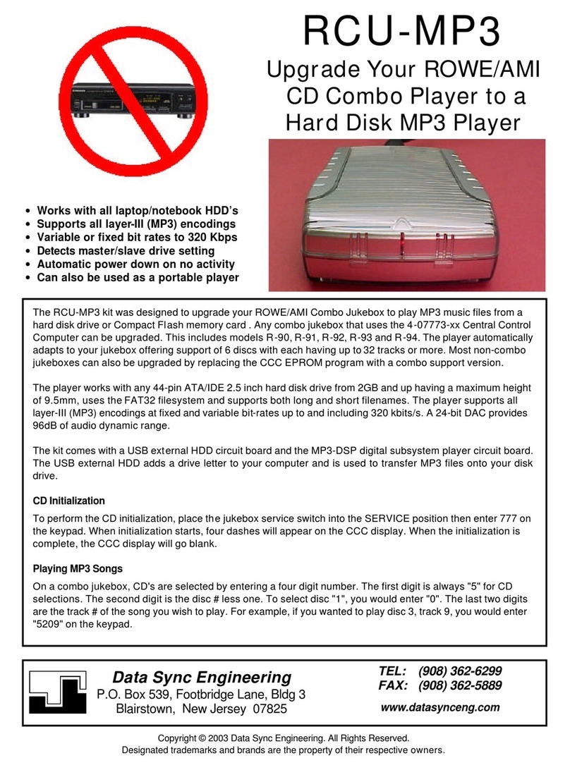 Data Sync Engineering RCU-MP3 manual
