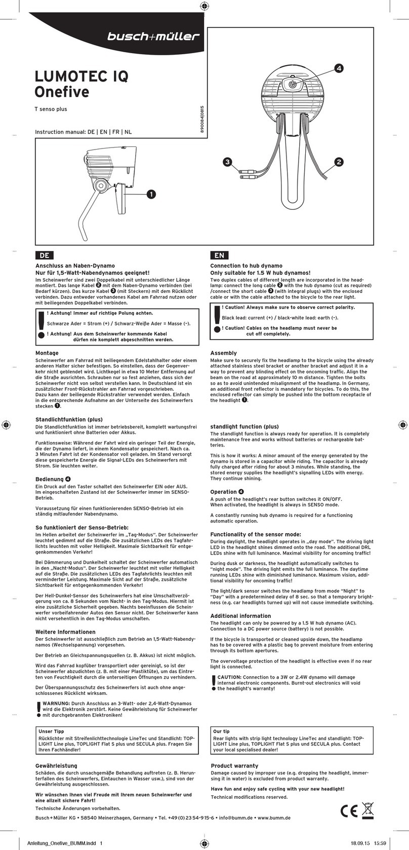 Busch+Muller LUMOTEC IQ ONEFIVE T senso plus User manual