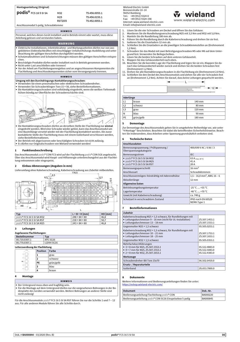 weiland podis FCS 16 5 SI SA M32 installation instructions