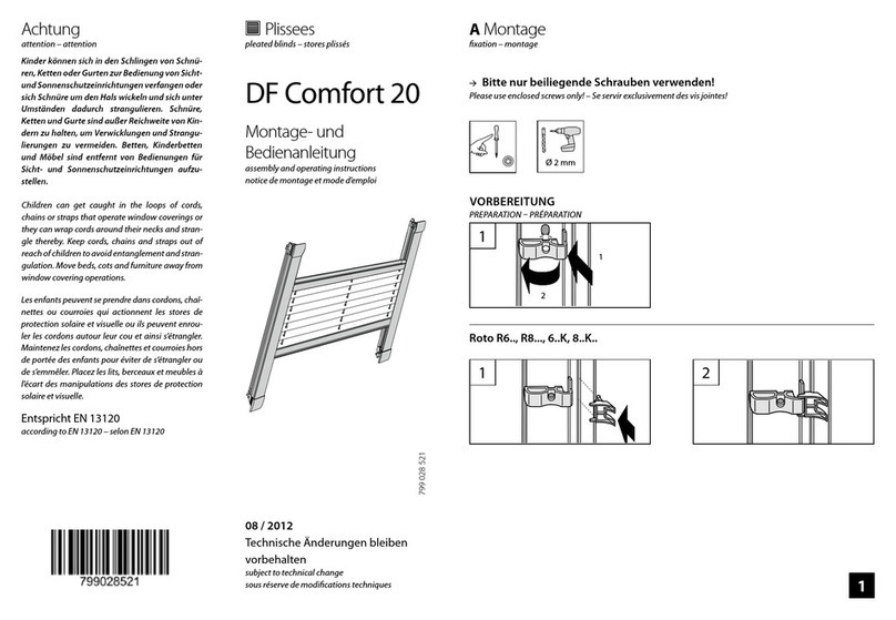 Plissees DF Comfort 20 Assembly and operating instructions