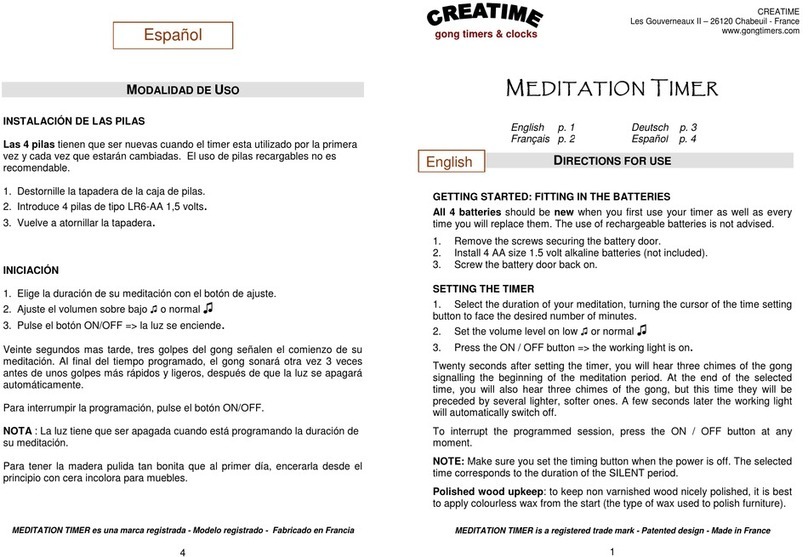 CREATIME MEDITATION TIMER Directions for use