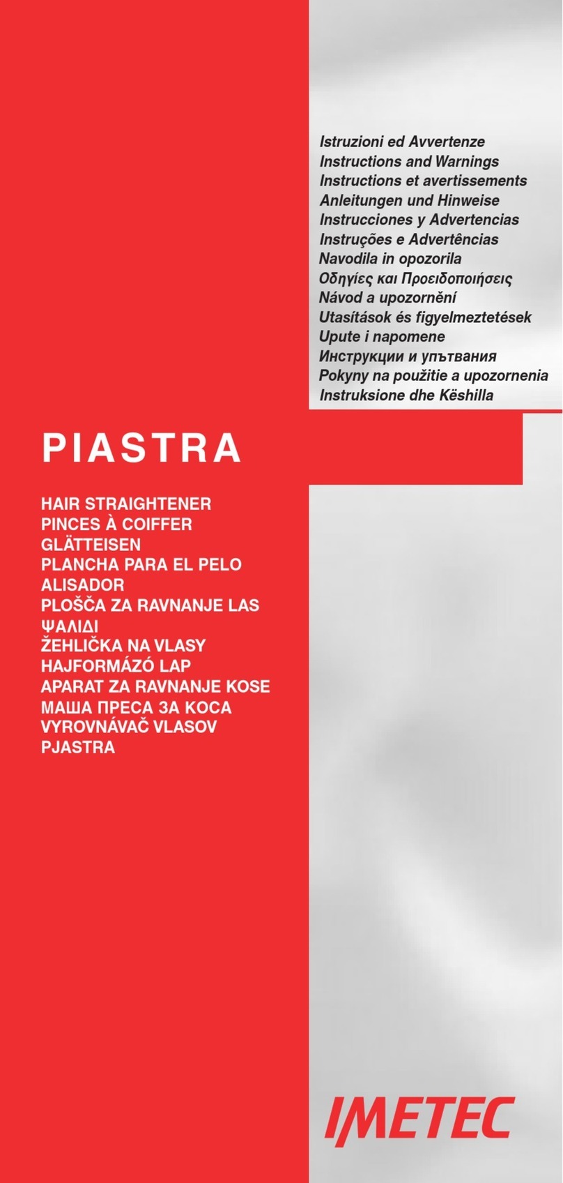 Imetec PIASTRA Product manual