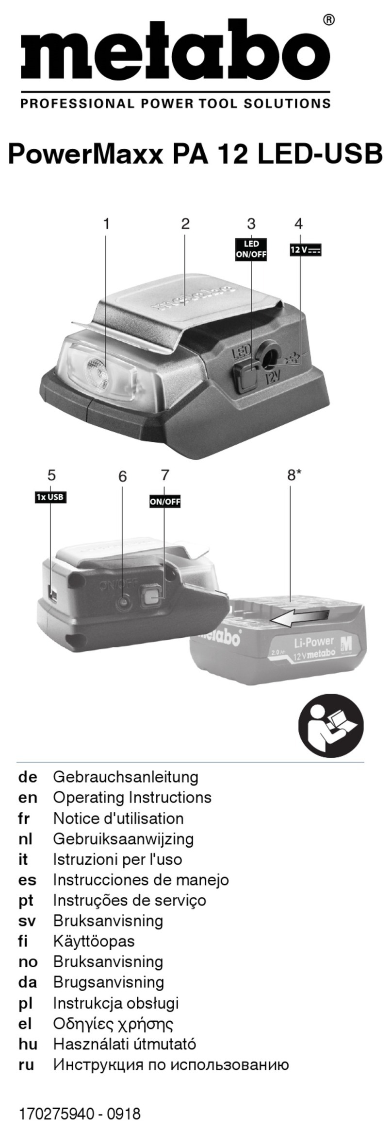 Metabo PowerMaxx PA 12 operating instructions