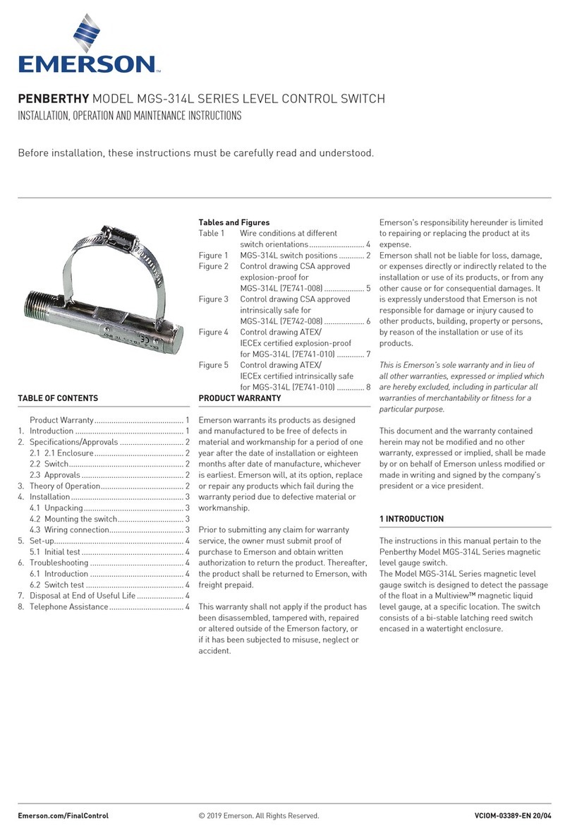 Emerson PENBERTHY MGS-314L Series Manual
