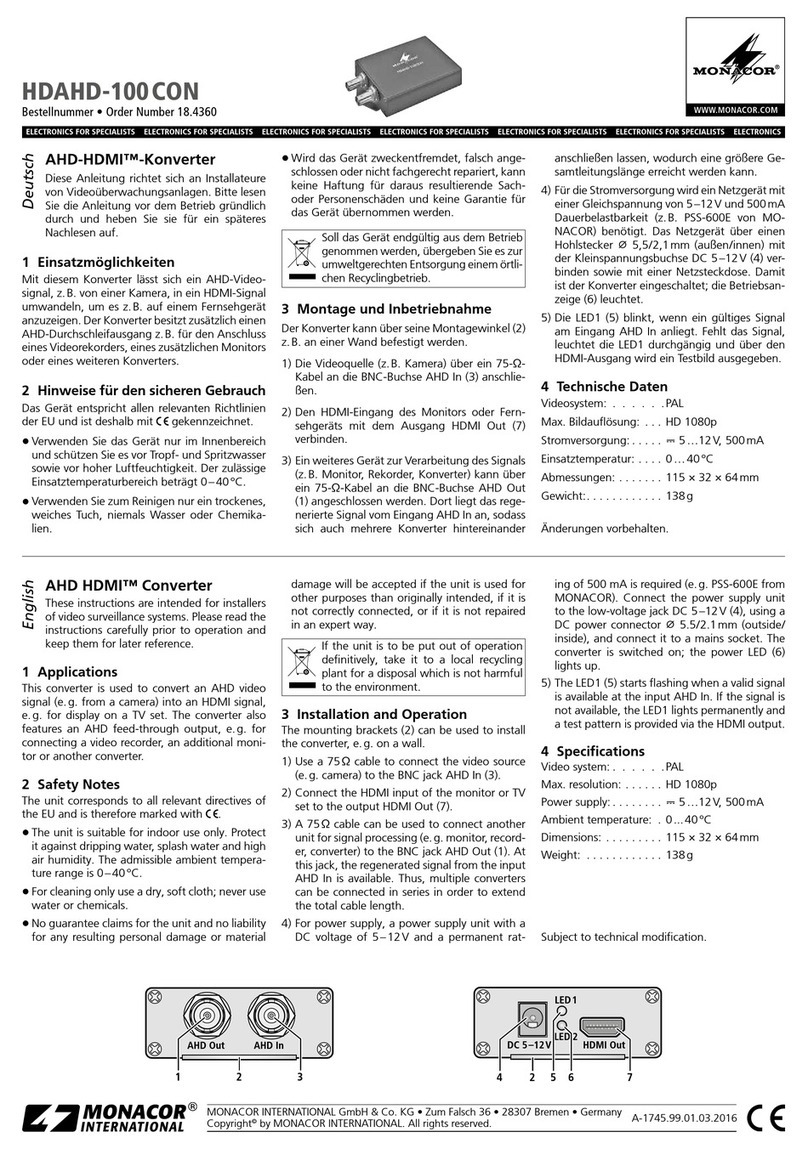 Monacor HDAHD-100 CON User manual
