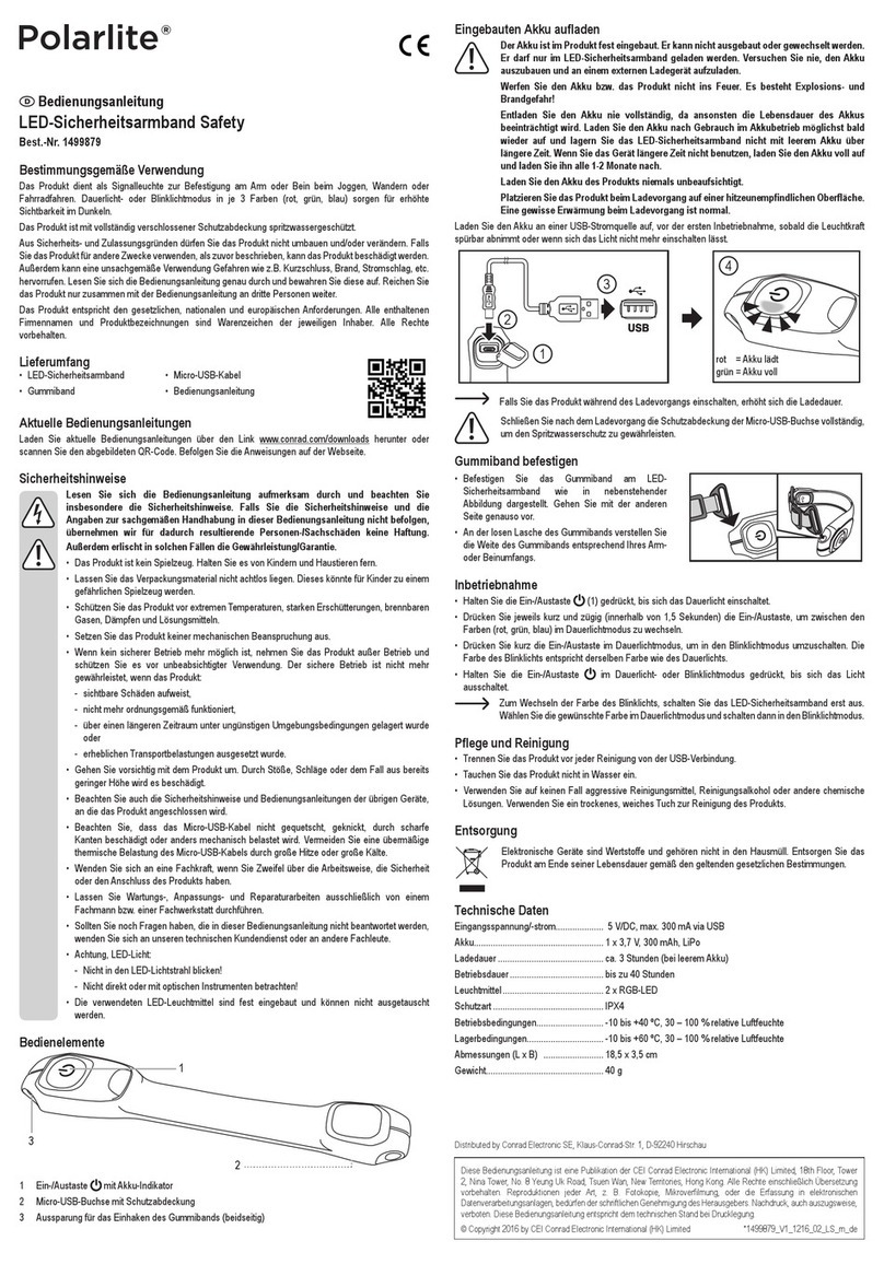 Polarlite 1499879 operating instructions