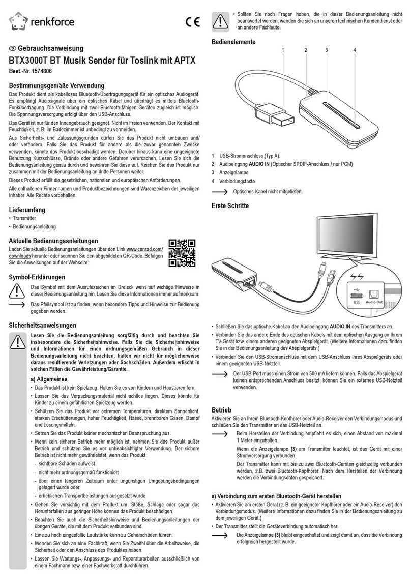 Renkforce BTX3000T operating instructions