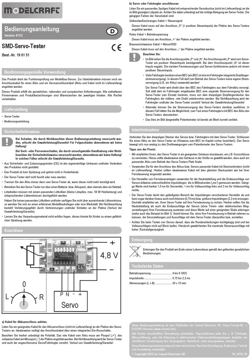ModelCraft 19 01 51 operating instructions