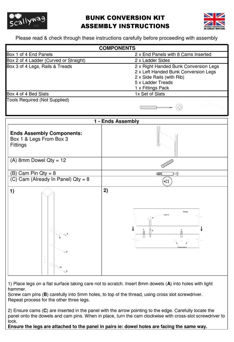 Scallywag Kids BUNK CONVERSION KIT Assembly instructions