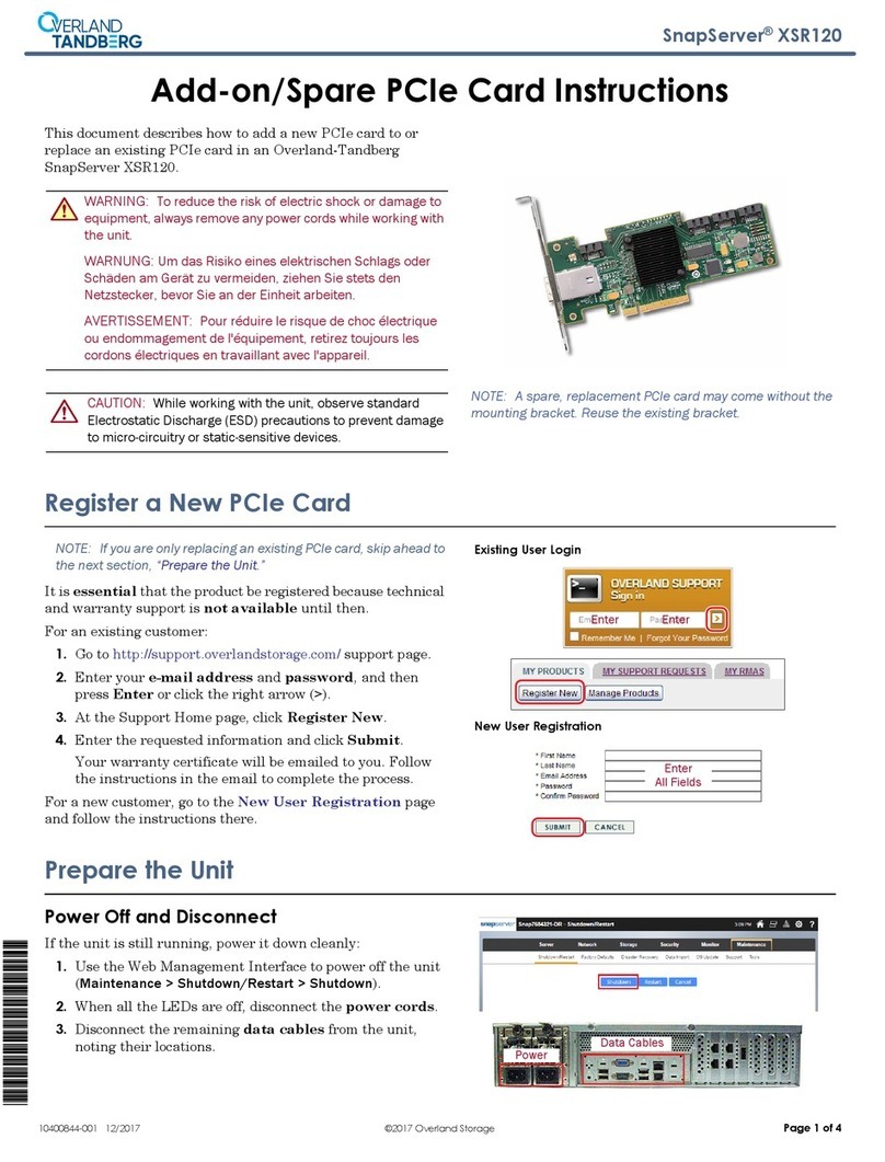 Overland Tandberg SnapServer XSR120 instructions
