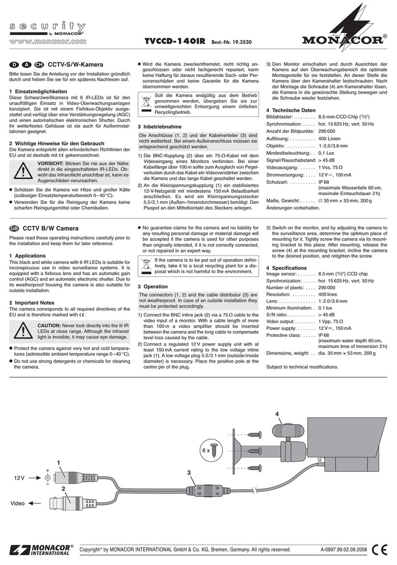 Monacor TVCCD-140IR operating instructions