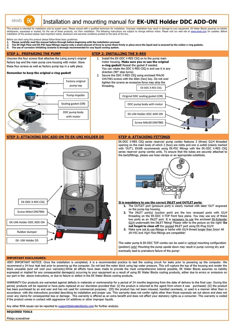 ekwb EK-UNI INSTALLATION AND MOUNTING MANUAL