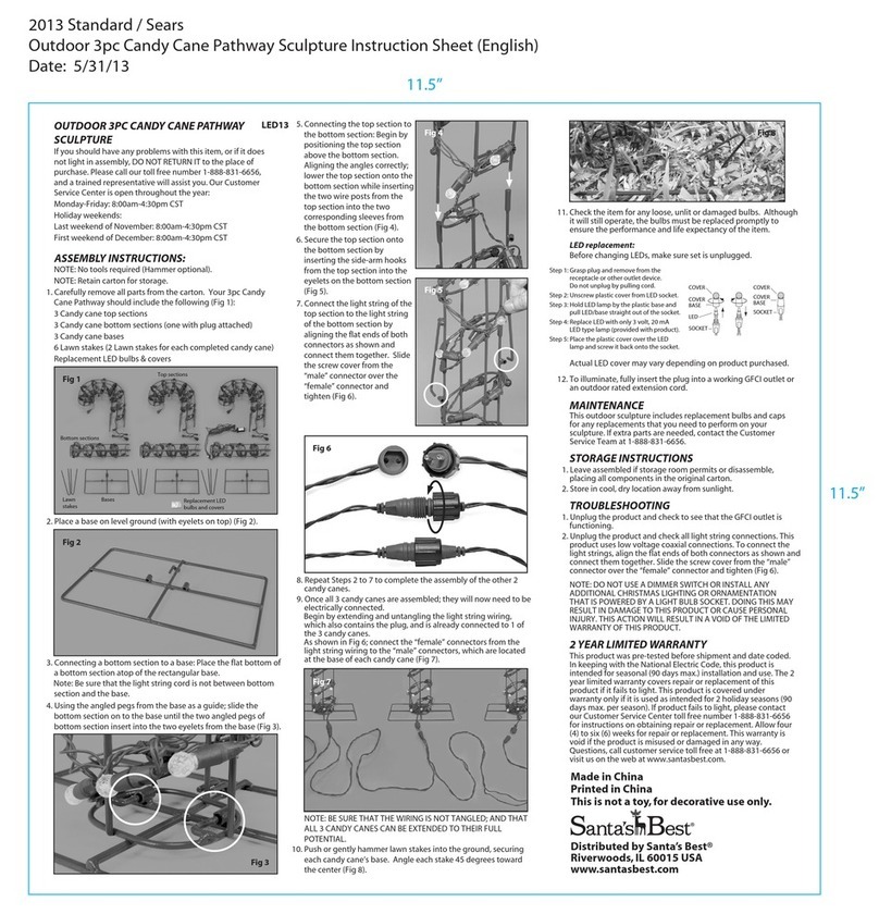 Sears Candy Cane Pathway Sculpture instruction sheet