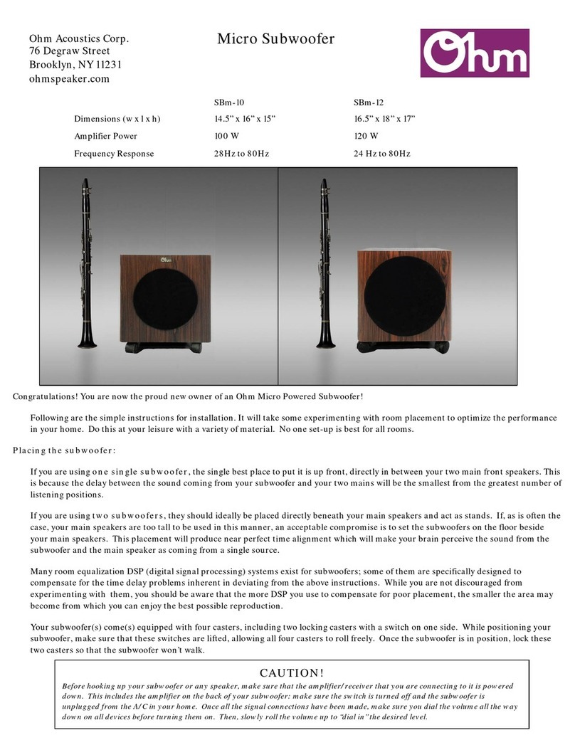 Ohm Acoustics SBm-10 quick start guide Ohm Acoustics SBm-10 quick start guide