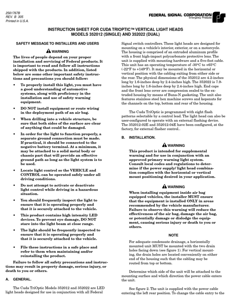 Federal Signal Corporation Cuda Trioptic 352012 instruction sheet Federal Signal Corporation Cuda Trioptic 352012 instruction sheet
