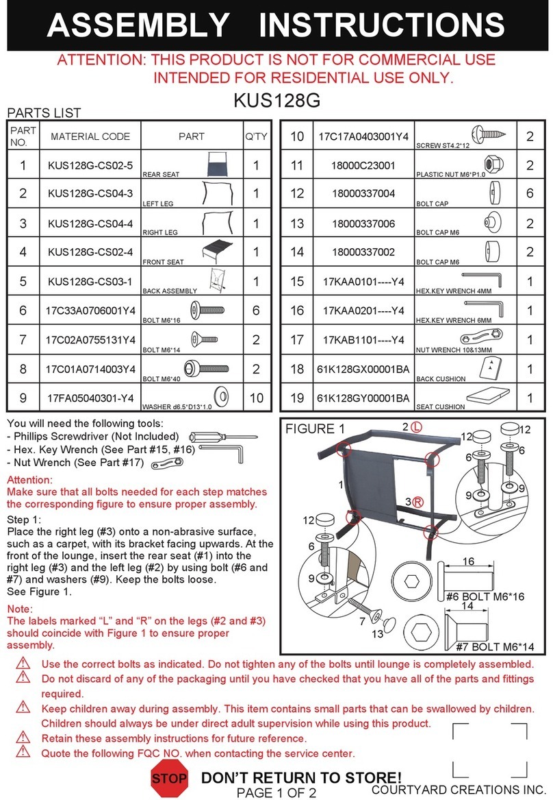 Courtyard Creations KUS128G Assembly instructions Courtyard Creations KUS128G Assembly instructions
