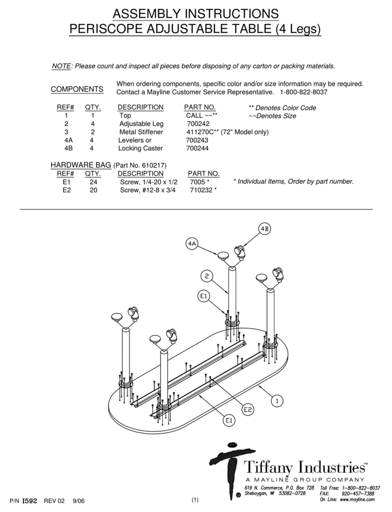 Mayline Tiffany Industries PERISCOPE ADJUSTABLE... Assembly instructions