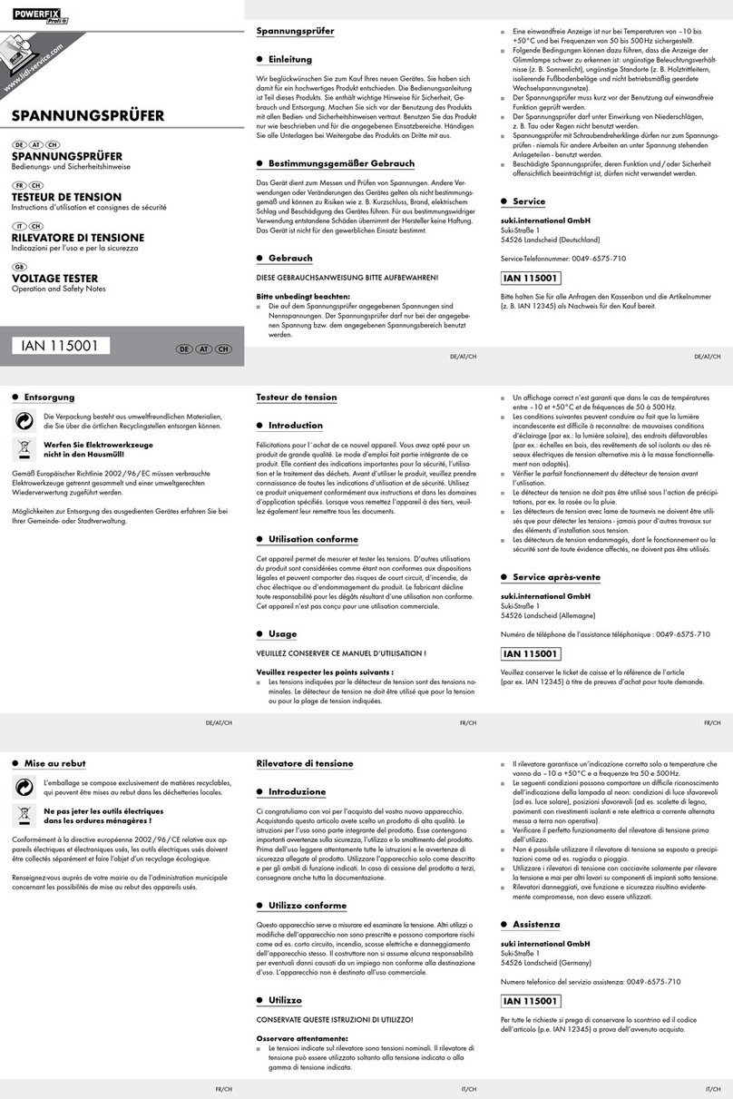Powerfix Profi 115001 Operation and safety notes